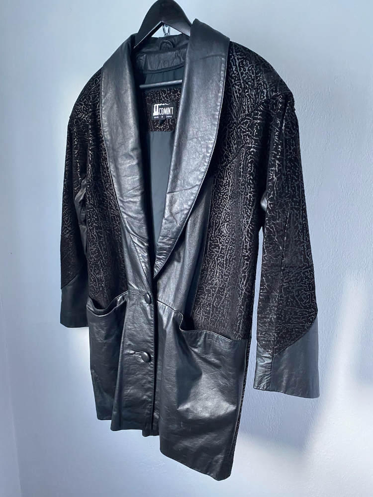 comint 80s black leather jacket