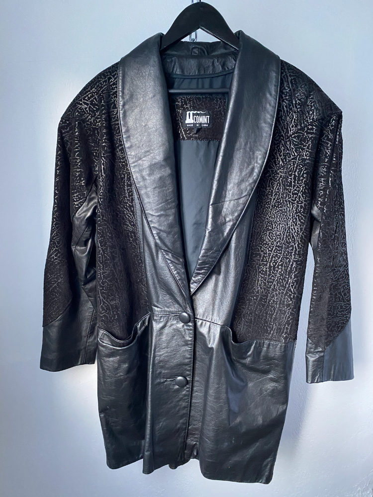 comint 80s black leather jacket