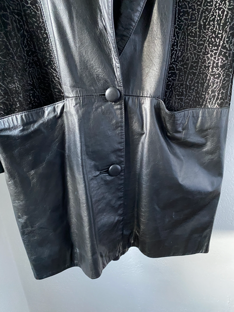 comint 80s black leather jacket