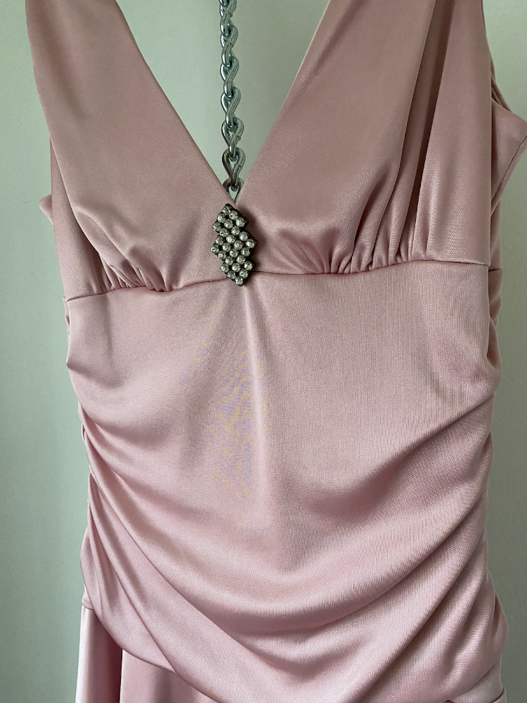 BCX pink posh y2k dress with rhinestone brooch
