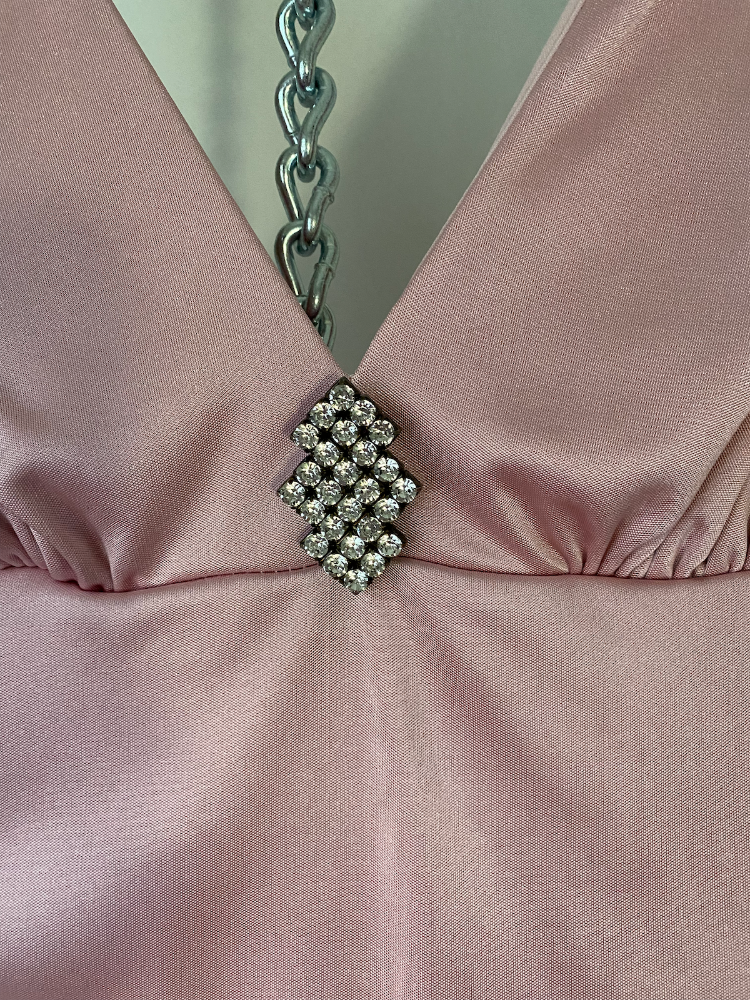 BCX pink posh y2k dress with rhinestone brooch