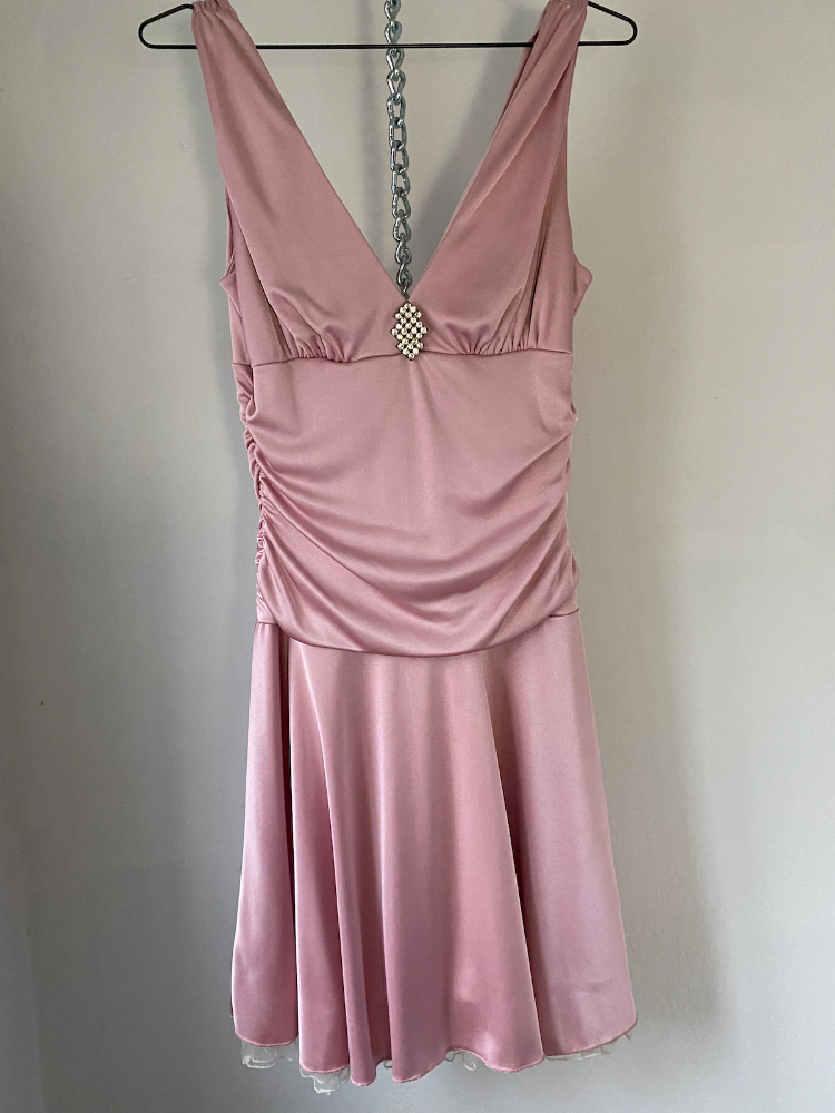 BCX pink posh y2k dress with rhinestone brooch