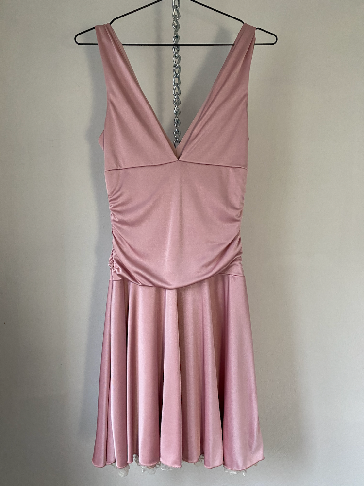 BCX pink posh y2k dress with rhinestone brooch