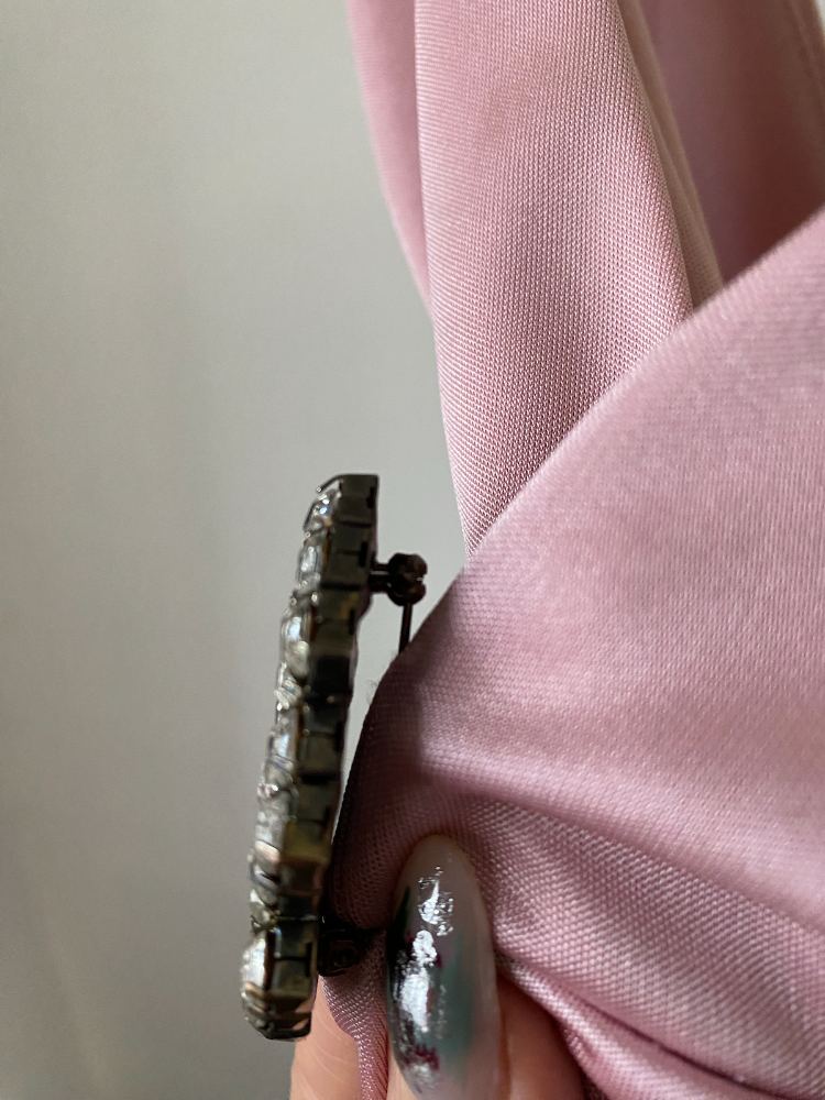BCX pink posh y2k dress with rhinestone brooch