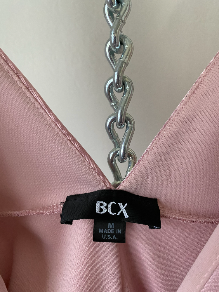 BCX pink posh y2k dress with rhinestone brooch