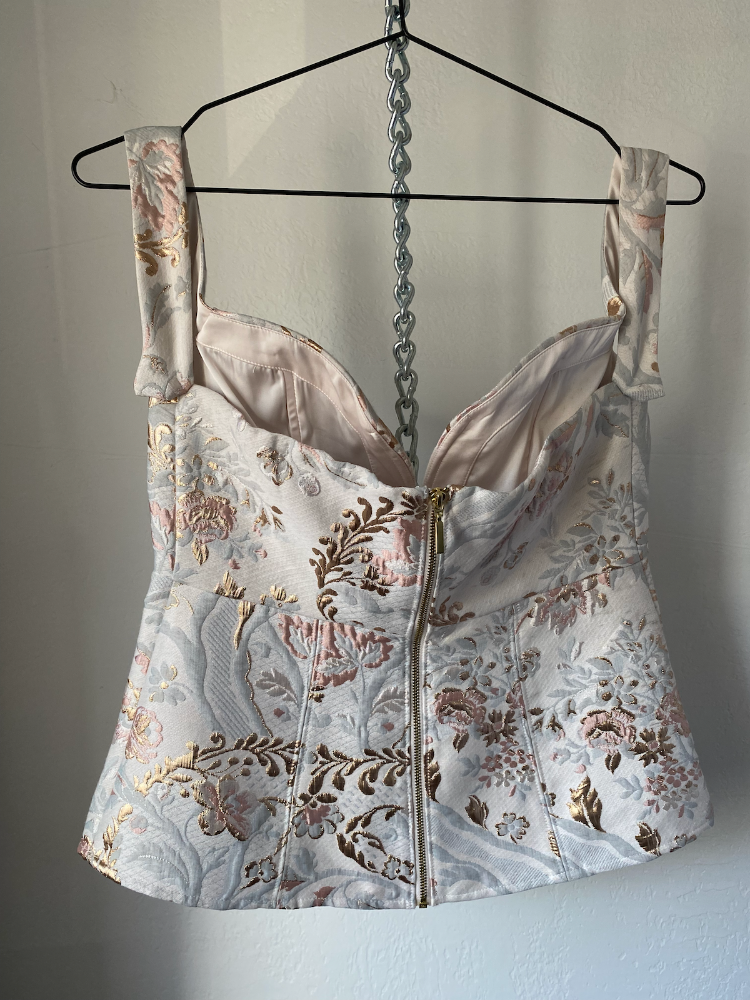 express corset-style off shoulder top