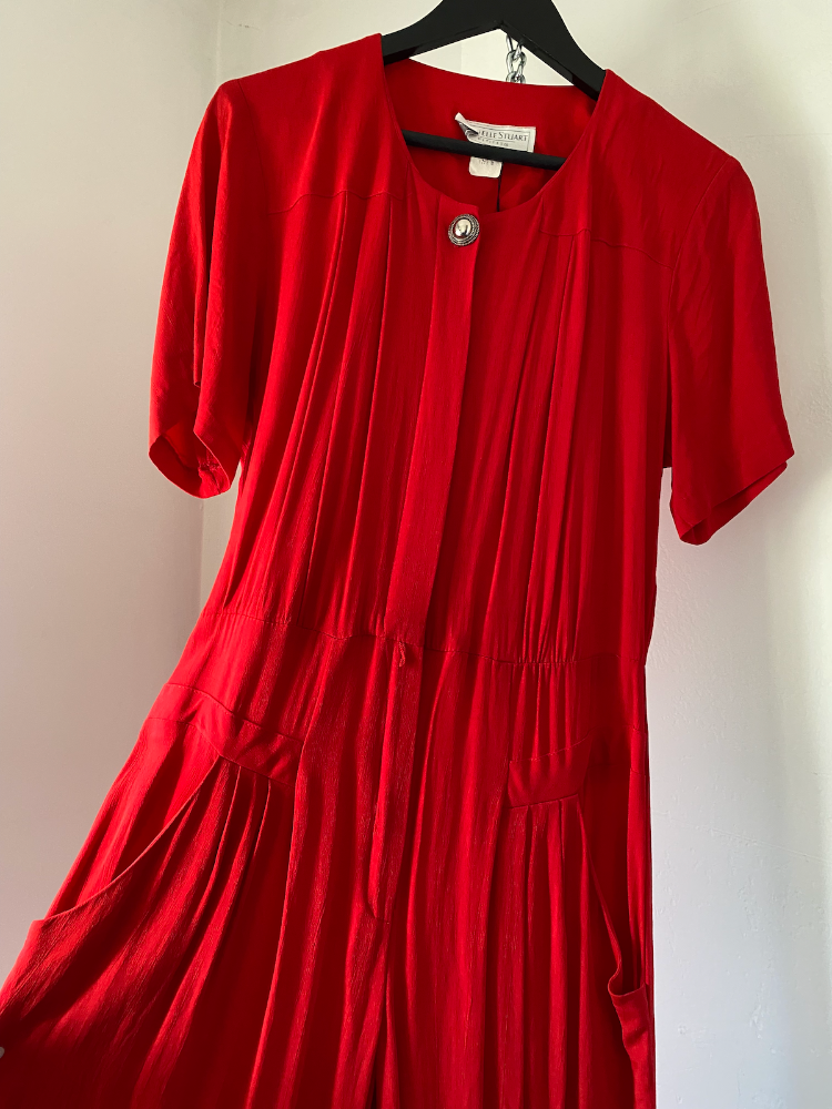michelle stuart cherry red 80s jumpsuit