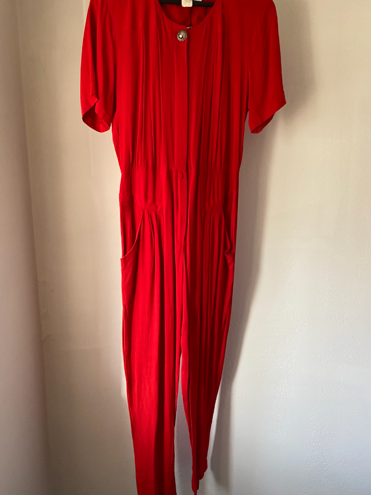 michelle stuart cherry red 80s jumpsuit