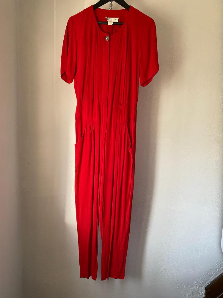 michelle stuart cherry red 80s jumpsuit