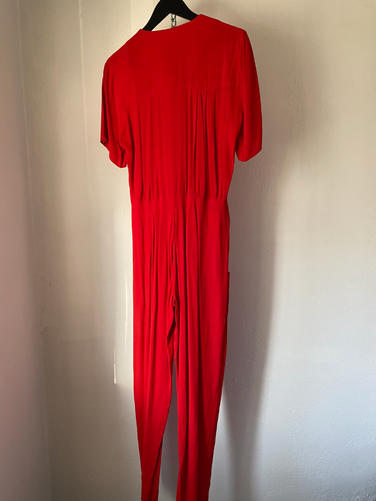 michelle stuart cherry red 80s jumpsuit