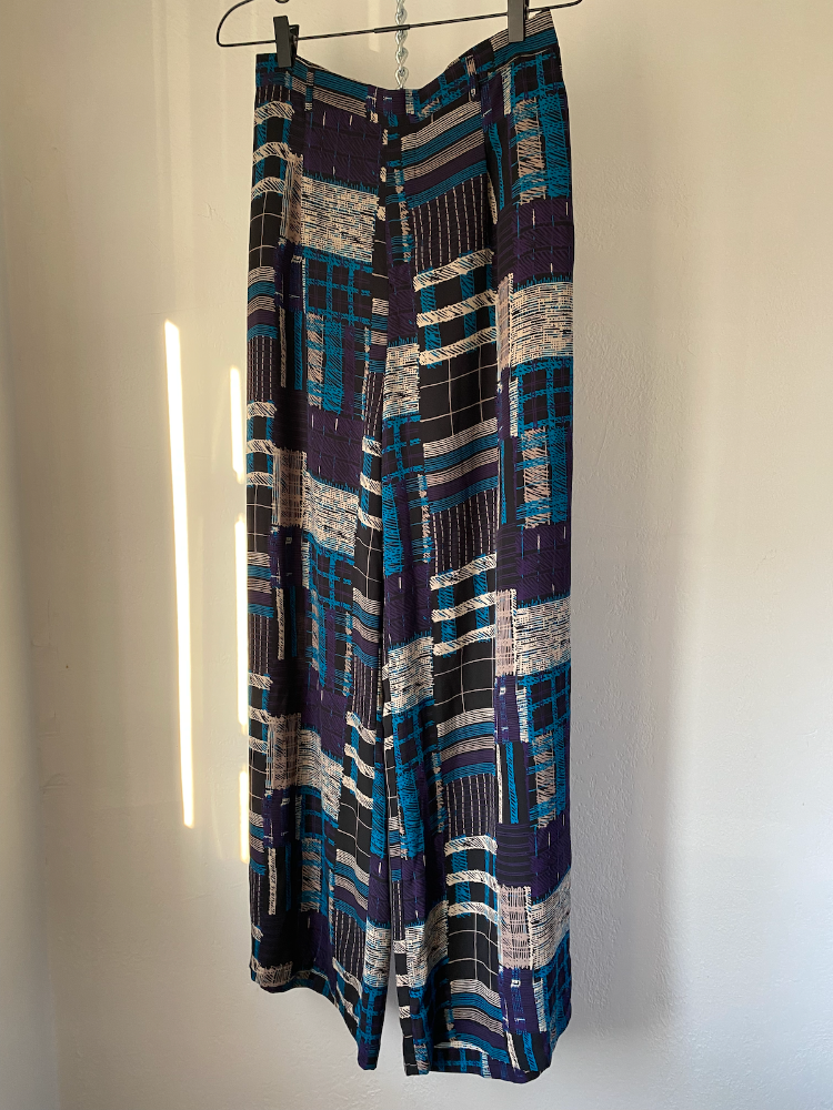 modcloth flowy plaid print pants