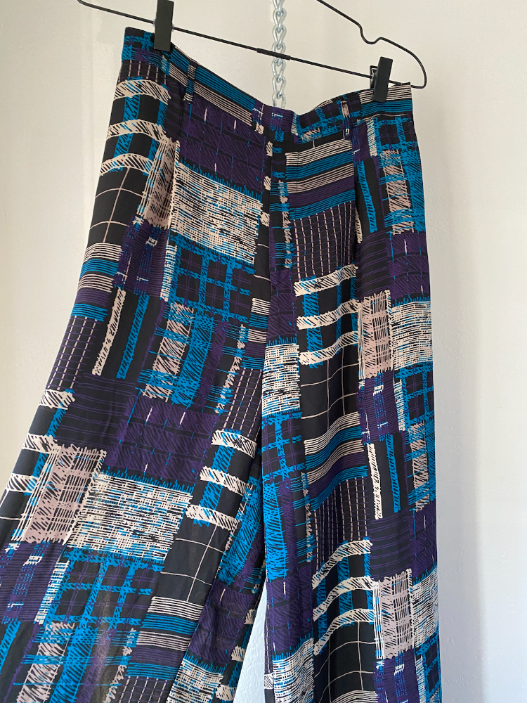 modcloth flowy plaid print pants