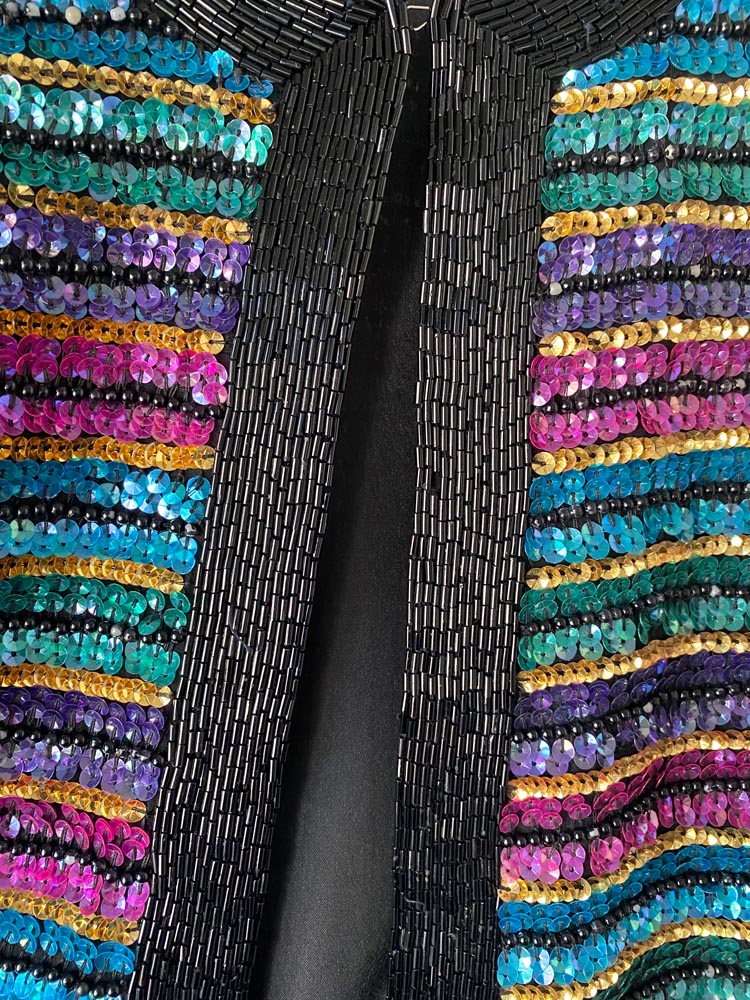 niteline by della roufogali rainbow sequin jacket