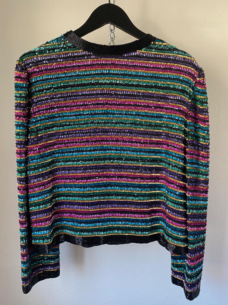 niteline by della roufogali rainbow sequin jacket