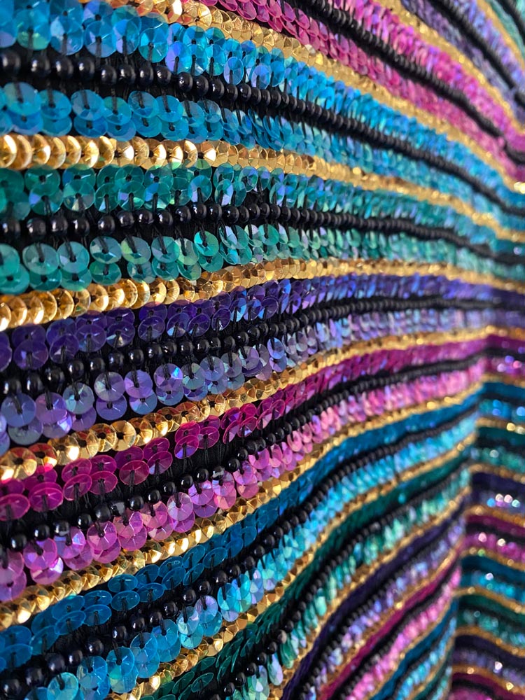 niteline by della roufogali rainbow sequin jacket