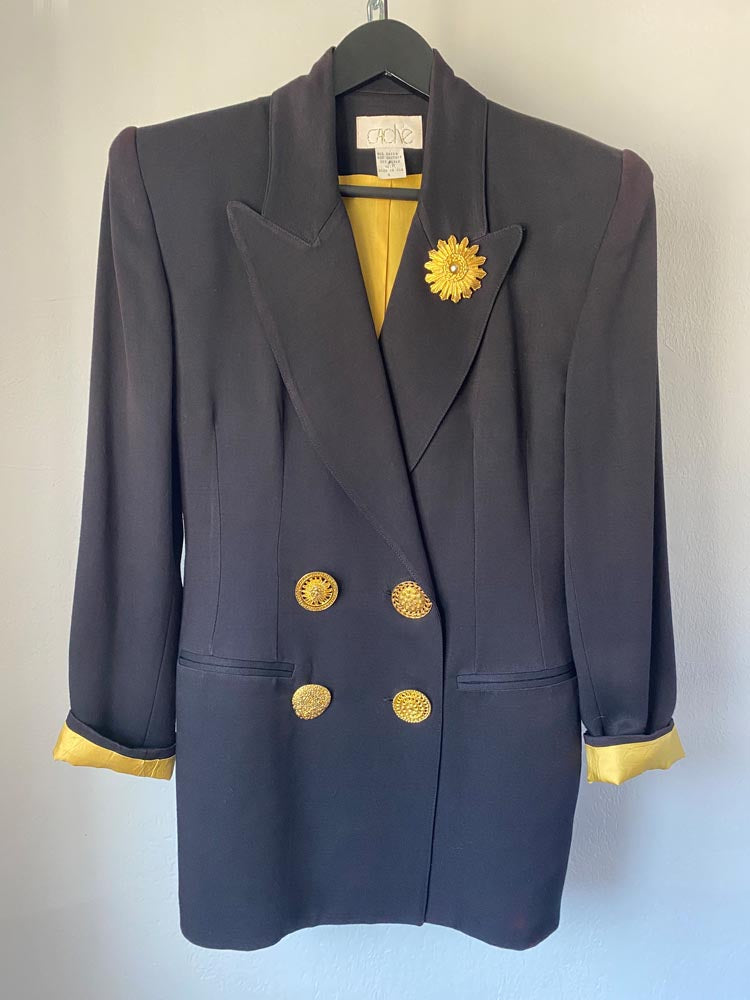 caché black and gold power suit set