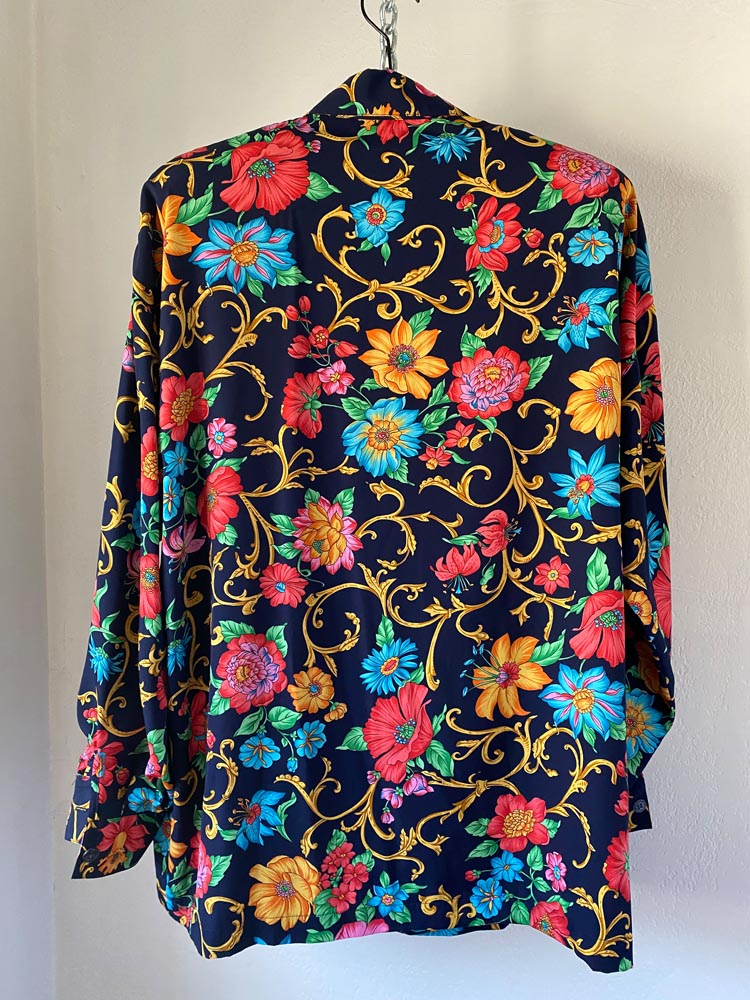 liz claiborne collection black floral rococo blouse