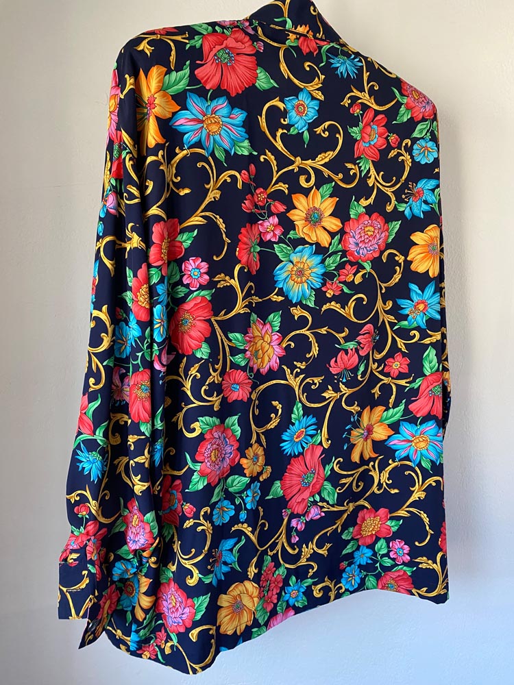 liz claiborne collection black floral rococo blouse