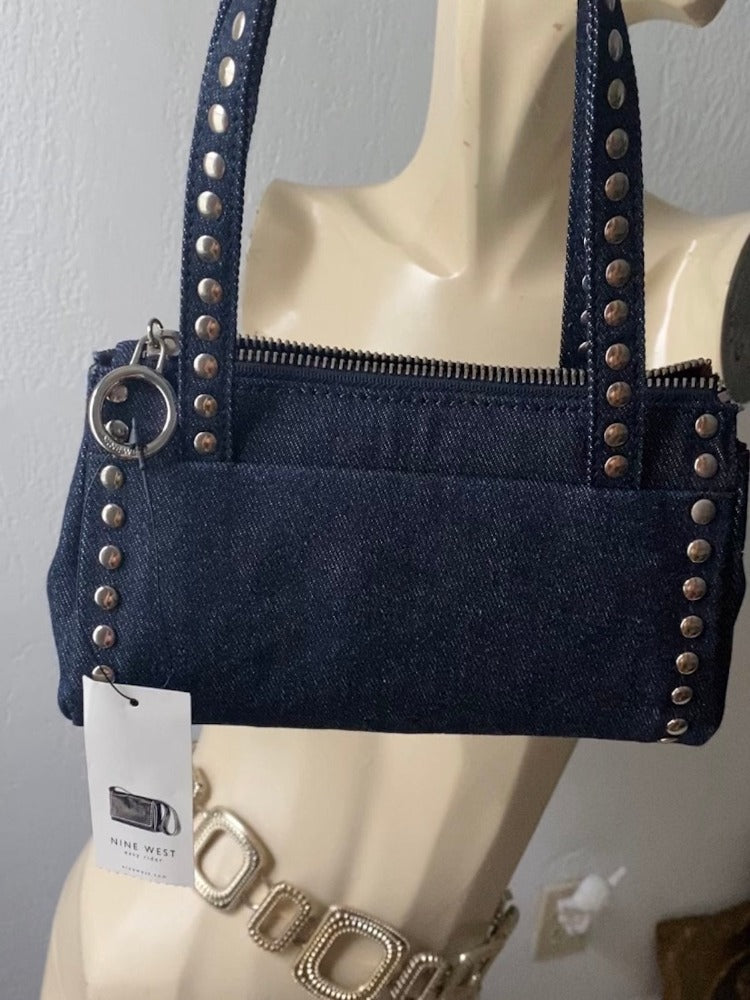 nine west jean silver studs mini bag NWT