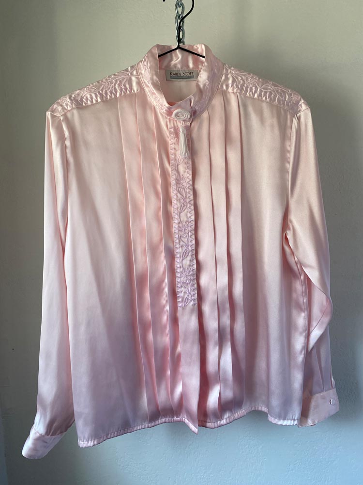 karen scott baby pink 80s tassel top