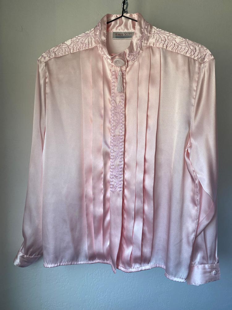 karen scott baby pink 80s tassel top