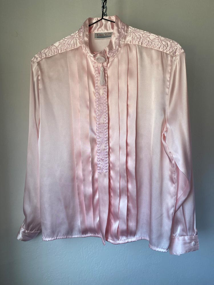 karen scott baby pink 80s tassel top