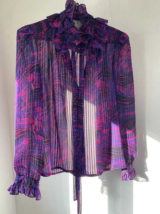 lá chine classic liquid purple blouse