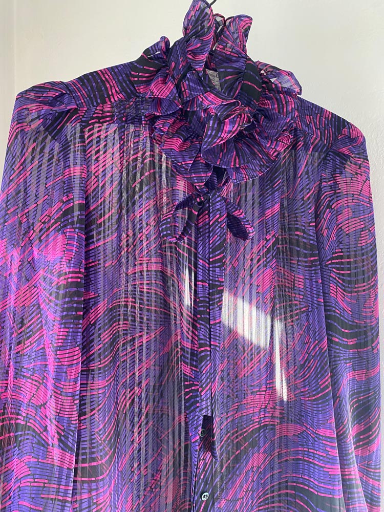 lá chine classic liquid purple blouse