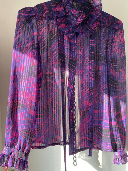 lá chine classic liquid purple blouse