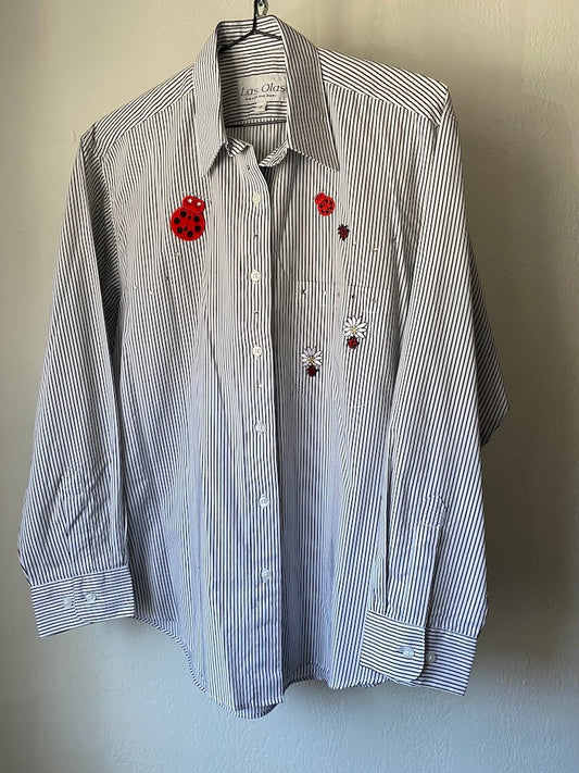 las olas ladybug pinstripe button-up