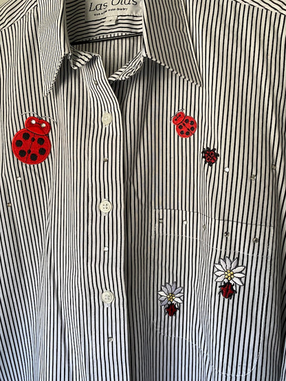 las olas ladybug pinstripe button-up