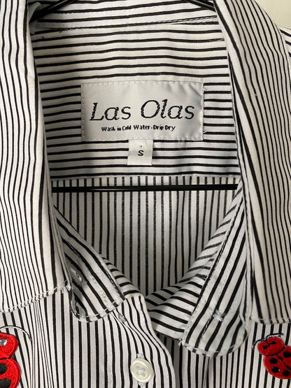 las olas ladybug pinstripe button-up