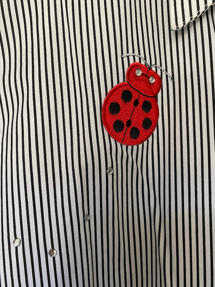 las olas ladybug pinstripe button-up