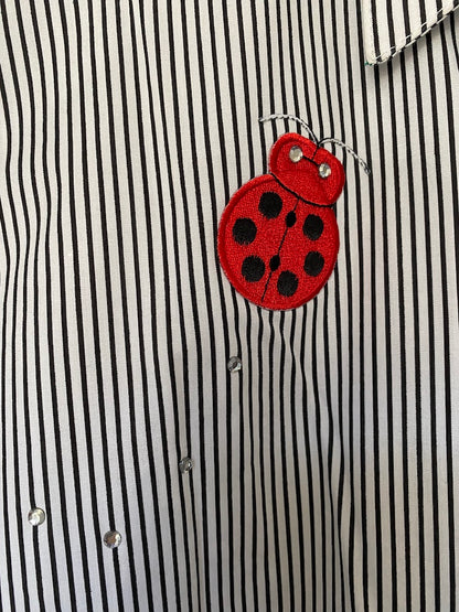 las olas ladybug pinstripe button-up