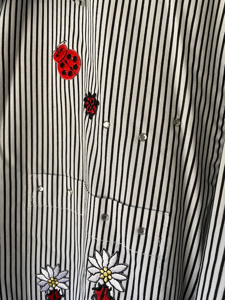 las olas ladybug pinstripe button-up