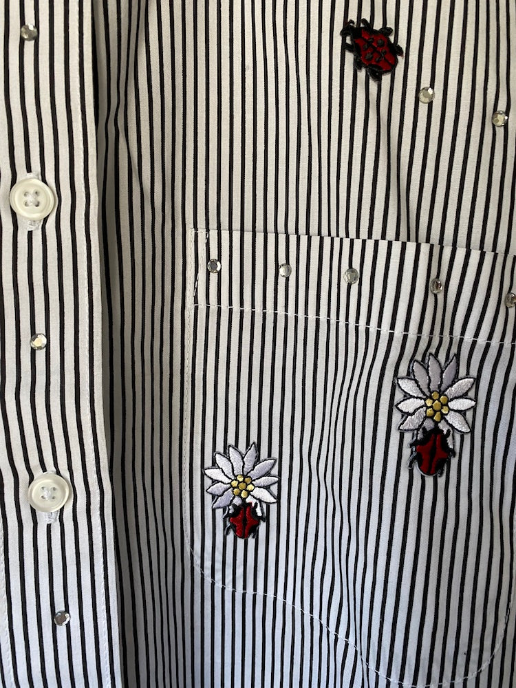 las olas ladybug pinstripe button-up