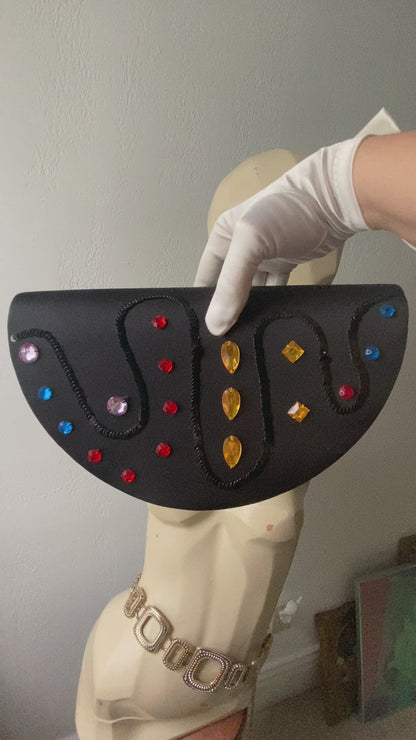 aspects gem half moon clutch/crossbody